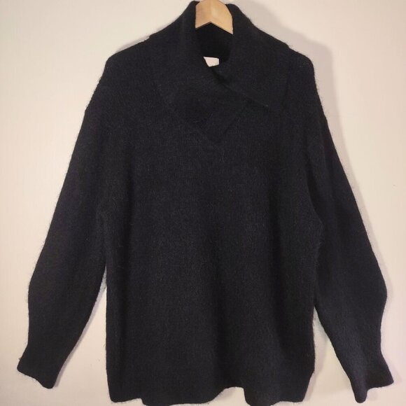 H&M Alpaca & Wool Cowl Neck Sweater Relaxed Fit Soft Knit Boho Indie Size Large - Picture 2 of 11